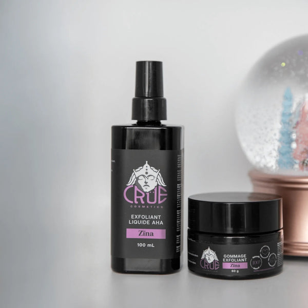 Crue Kit exfoliant zina bottle and jar